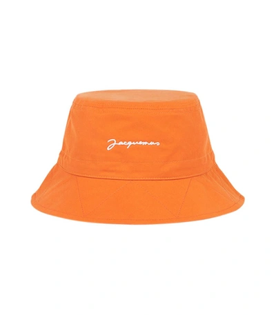 Shop Jacquemus Logo Bucket Hat Orange
