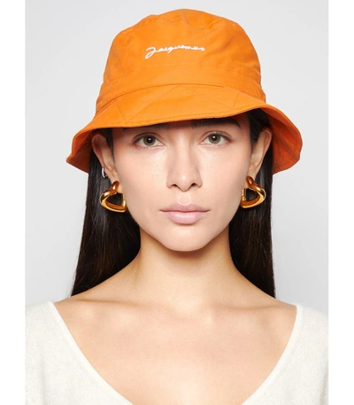 Shop Jacquemus Logo Bucket Hat Orange