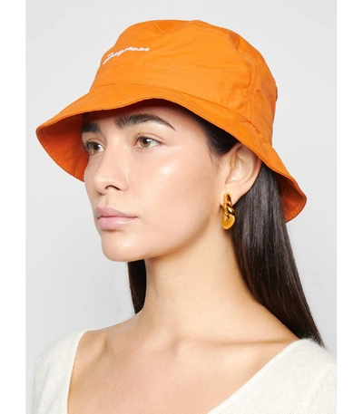 Shop Jacquemus Logo Bucket Hat Orange