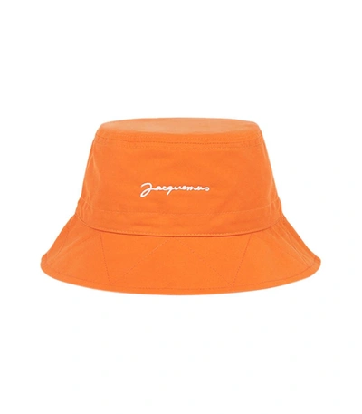 Shop Jacquemus Logo Bucket Hat Orange