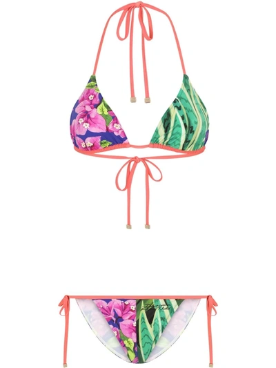 Shop Dolce & Gabbana Jungle Mix Triangle Bikini In Rosa