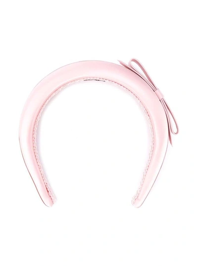 Shop Red Valentino Pink Satin Headband With Bow In Grey