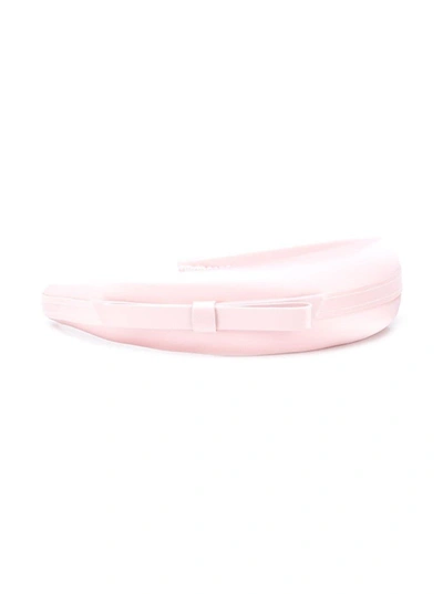 Shop Red Valentino Pink Satin Headband With Bow In Grey