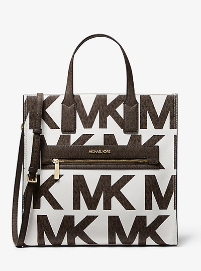 Michael Kors Kenly Large Graphic Logo Tote Bag In White