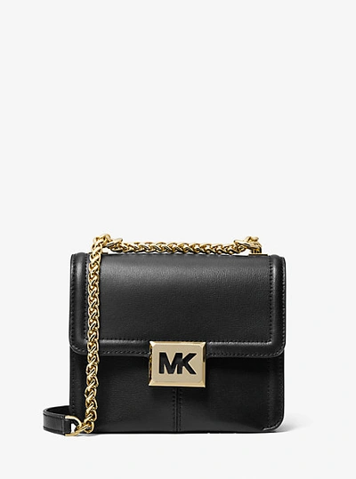 Shop Michael Kors Sonia Small Leather Shoulder Bag In Black