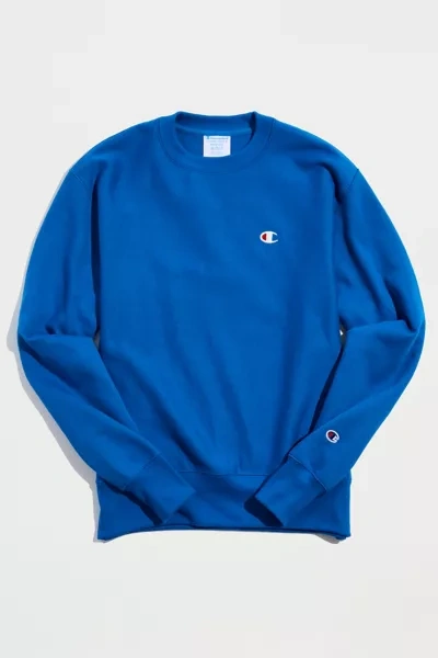 Shop Champion Reverse Weave Crew Fleece Sweatshirt In Bright Blue