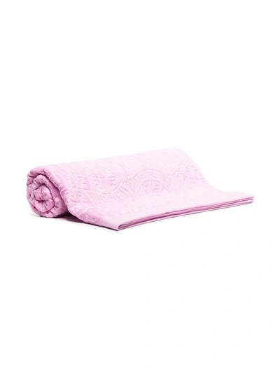 Shop Fendi Distorted Monogram Pattern Beach Towel In Rosa