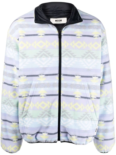 Shop Msgm Zip-up Funnel Neck Jacket In Violett