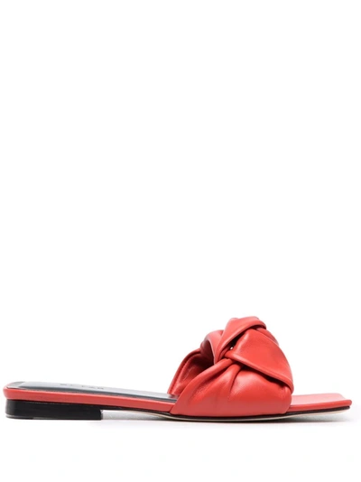 Shop By Far Lima Knot-strap Mules In Red