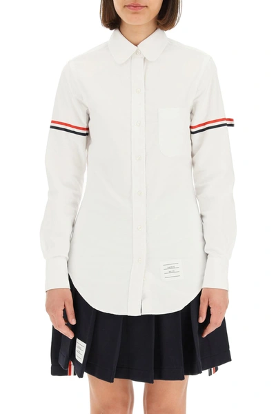 Shop Thom Browne Oxford Shirt With Tricolor Ribbon In Mixed Colours