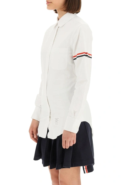 Shop Thom Browne Oxford Shirt With Tricolor Ribbon In Mixed Colours
