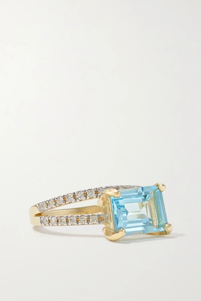 Mateo Point Of Focus 14-karat Gold, Topaz And Diamond Ring In Gold