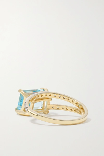 Shop Mateo Point Of Focus 14-karat Gold, Topaz And Diamond Ring