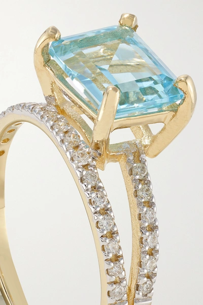 Shop Mateo Point Of Focus 14-karat Gold, Topaz And Diamond Ring