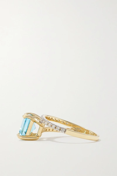 Shop Mateo Point Of Focus 14-karat Gold, Topaz And Diamond Ring