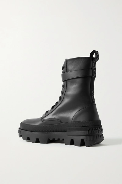 Moncler Carinne Leather Ankle Boots In Black