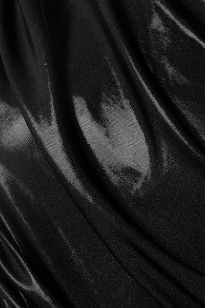 Shop Norma Kamali Diana One-shoulder Ruched Metallic Stretch-jersey Dress In Black