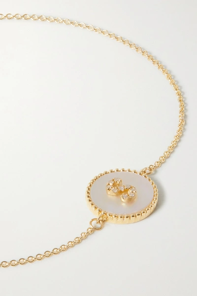 Shop Stone And Strand Moonlight Pavé Initial 10-karat Gold, Mother-of-pearl And Diamond Bracelet