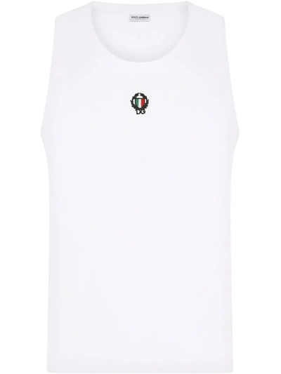 Shop Dolce & Gabbana Embroidered Tank Top In White
