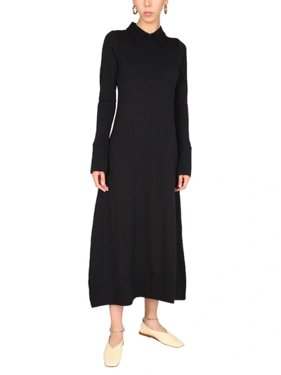 Shop Jil Sander Flared Polo Dress In Black