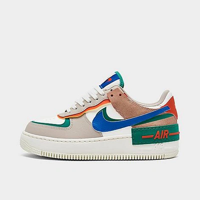 Shop Nike Women's Air Force 1 Shadow Casual Shoes Size 8.5 Leather In Sail/signal Blue/green Noise