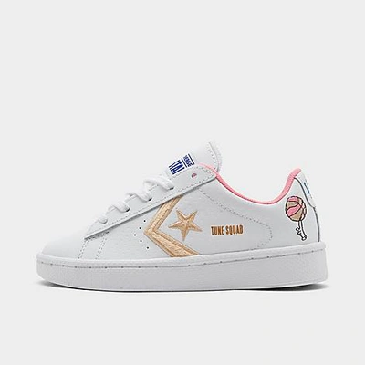 Shop Converse Girls' Little Kids' X Space Jam Pro Leather Ox Casual Shoes In White/white Onyx