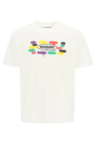 Shop Palm Angels X Missoni T-shirt In White Black (white)