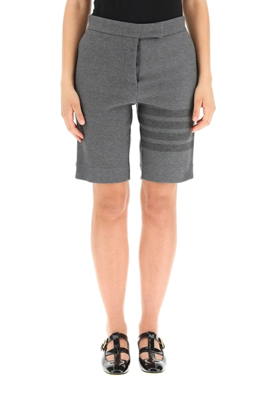 Shop Thom Browne 4-bar Shorts In Med Grey (grey)