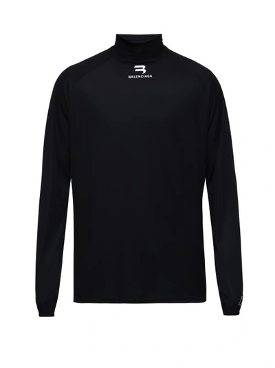 Balenciaga Long-sleeve Technical Performance-jersey T-shirt In Noir/ecru |  ModeSens
