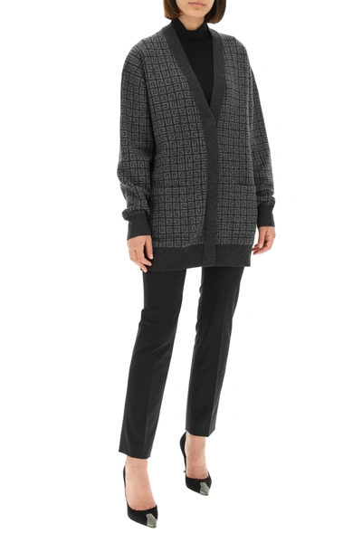 Shop Givenchy Cashmere Cardigan With Monogram Motif In Grey