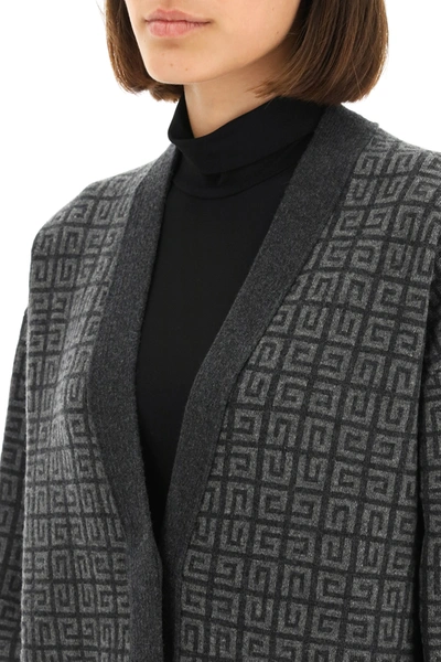 Shop Givenchy Cashmere Cardigan With Monogram Motif In Grey