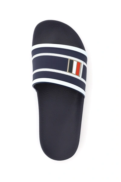 Shop Thom Browne Trompe L'oeil Print Rubber Mules In Blue,white