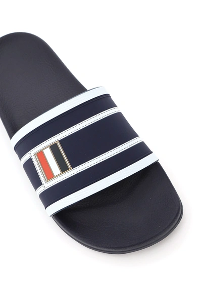 Shop Thom Browne Trompe L'oeil Print Rubber Mules In Blue,white