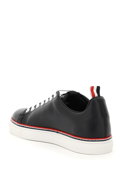 Shop Thom Browne Leather Low-top Sneakers In Black,white,red,blue