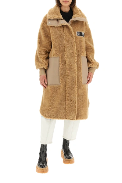 Shop Stella Mccartney Luna Teddy Mat Coat In Brown