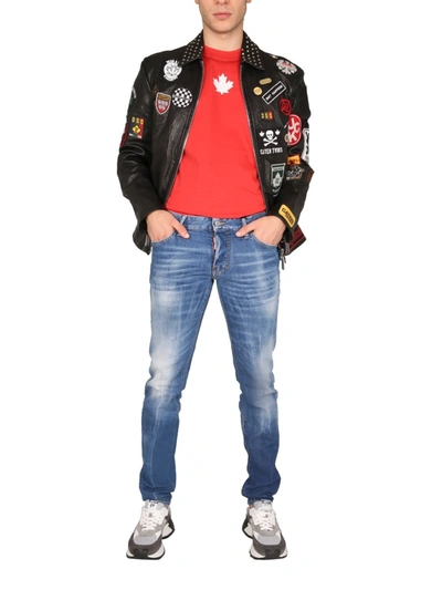 Shop Dsquared2 "full Patch" Biker Jacket In Black