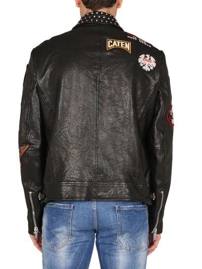 Shop Dsquared2 "full Patch" Biker Jacket In Black