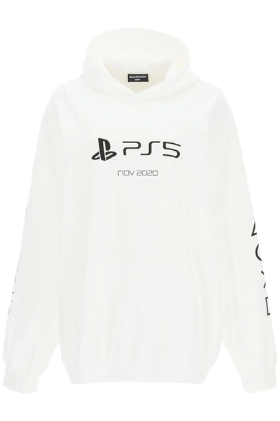 Balenciaga X Sony Playstation 5 Oversize Cotton Hoodie In White/black |  ModeSens