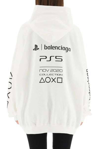 Balenciaga X Sony Playstation 5 Oversize Cotton Hoodie In White/black |  ModeSens