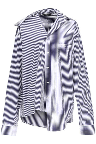Shop Balenciaga Oversize Cut Poplin Shirt In Mixed Colours