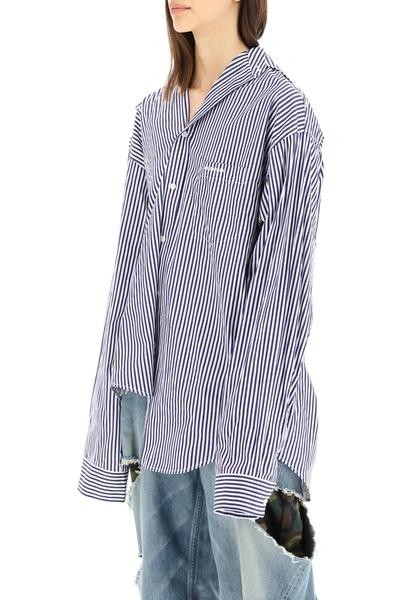 Shop Balenciaga Oversize Cut Poplin Shirt In Mixed Colours