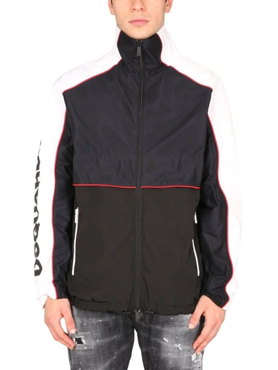 Shop Dsquared2 Combo Motorcycle Jacket With Logo In Black