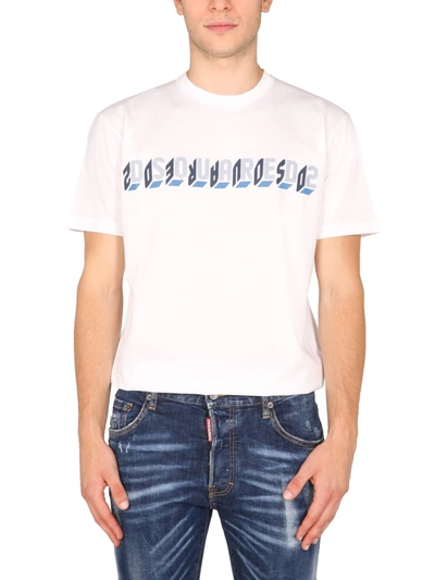 Shop Dsquared2 T-shirt With Mirror Logo In White