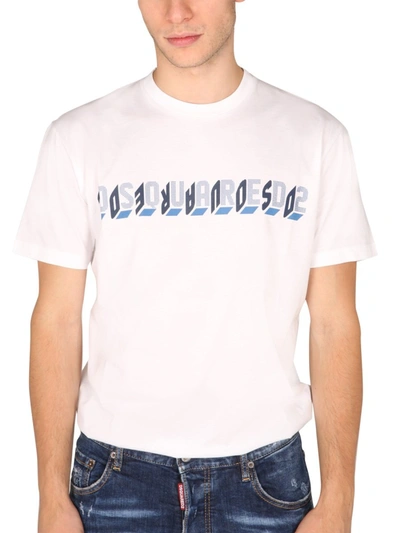 Shop Dsquared2 T-shirt With Mirror Logo In White