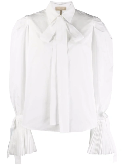 Shop Elie Saab Taffeta Flared-cuff Shirt In White