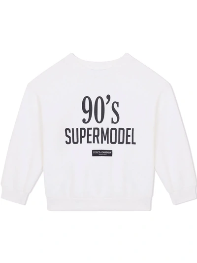 Shop Dolce & Gabbana Slogan-print Sweatshirt In White