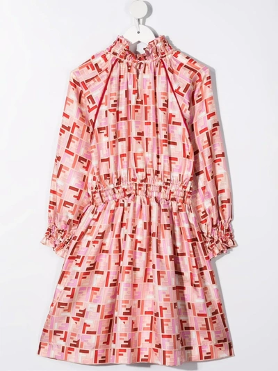Shop Fendi Chinese New Year Ff-logo Print Dress In Pink