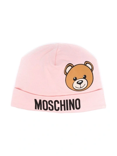 Shop Moschino Teddy Bear-print Beanie In Pink