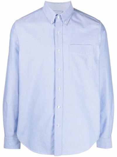 Shop Aspesi Button-down Cotton Shirt In Blue