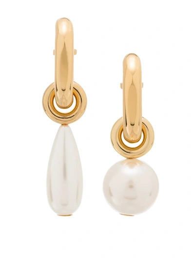 Shop Paco Rabanne Pearl Drop Earrings In Gold